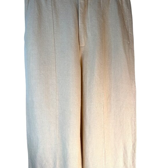 ZARA Womens Small Linen Beige Wide-Leg Pants - Picture 7 of 12